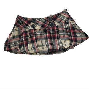 FOREVER Pleated plaid mini skirt, wool blend, size Small